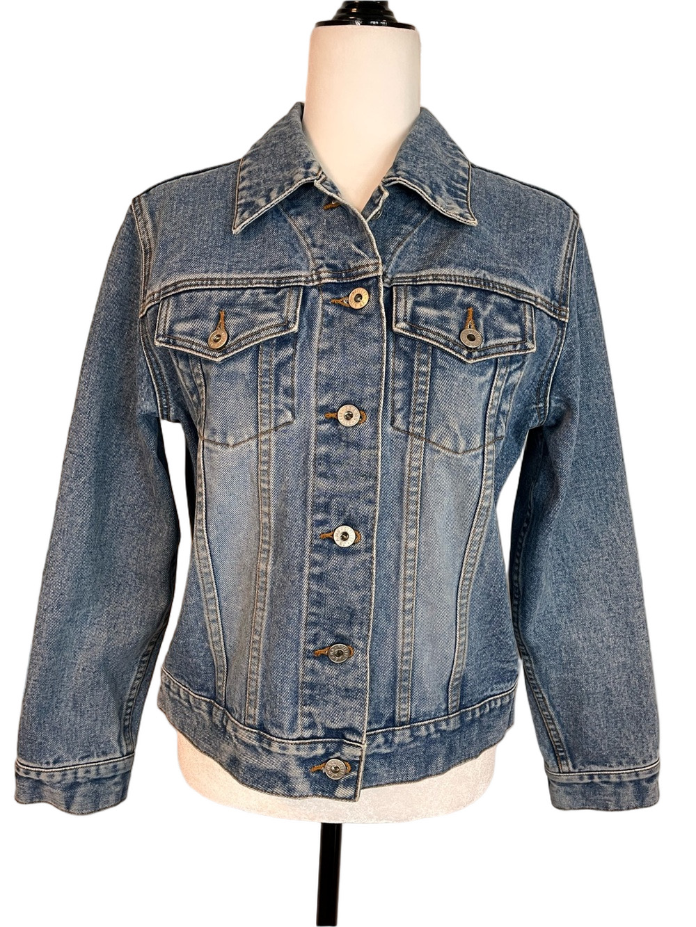 VTG Reflect Jeans Blue Denim Jacket M Made in Hong Kong 100% Cotton Trucker